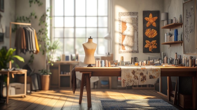 Interior atelier cu materiale